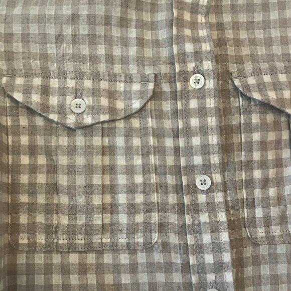 Filson buttondown shirt XS women plaid grey taupe beige - Picture 5 of 10